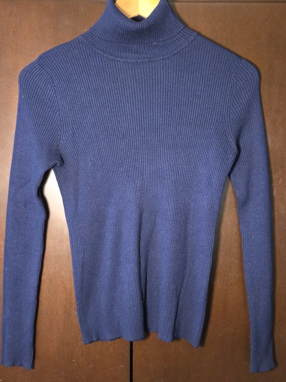 Navy Ribbed Turtleneck Sweater Women Size Large Juniors'
